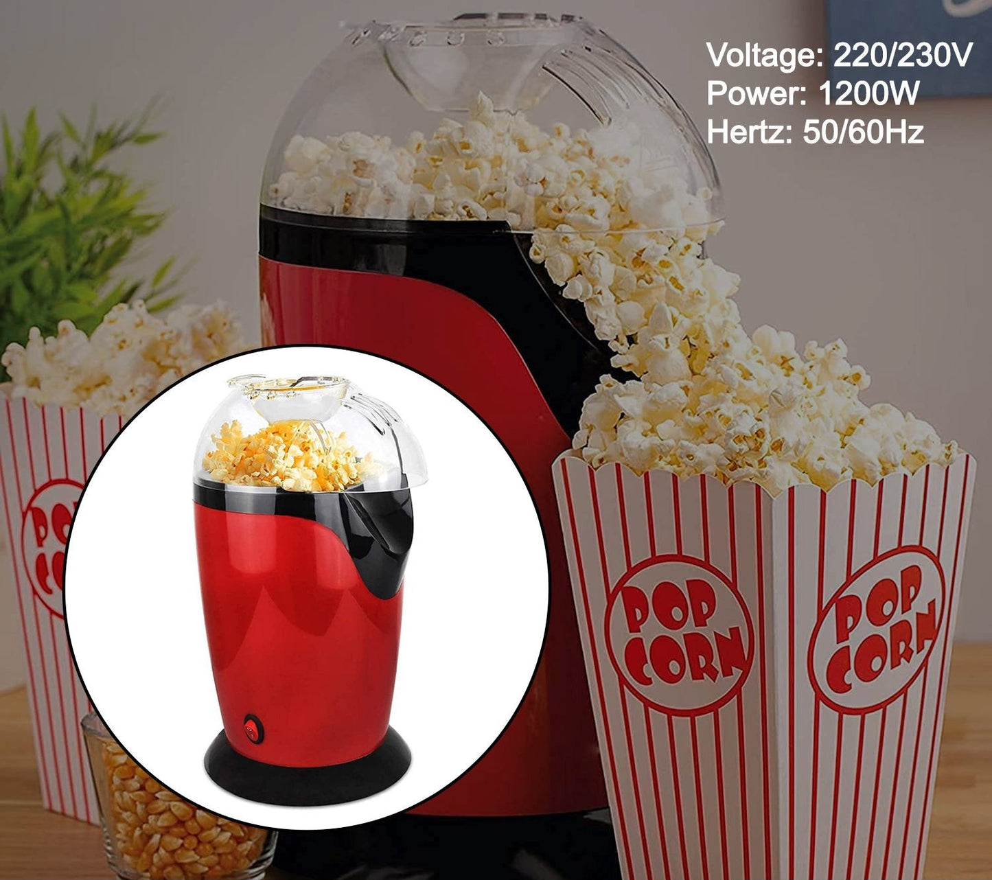 Hot Air Popcorn Popper Electric Machine Snack Maker