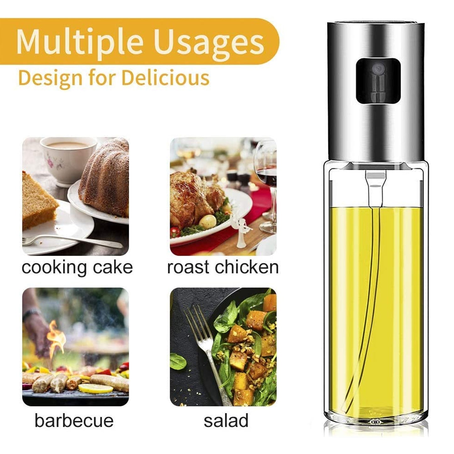 Oil Sprayer Dispenser Oil Versatile Glass Spray Bottle For Cooking Multi Use Bottle