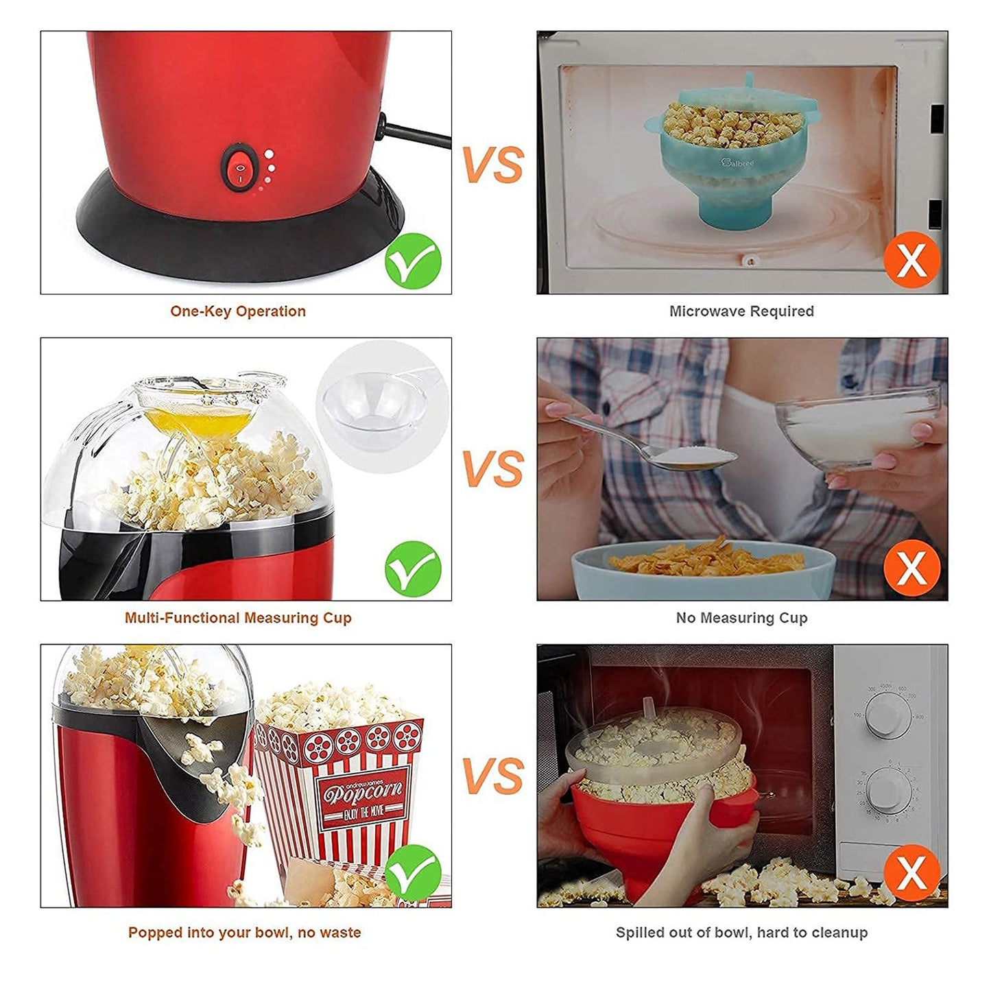 Hot Air Popcorn Popper Electric Machine Snack Maker
